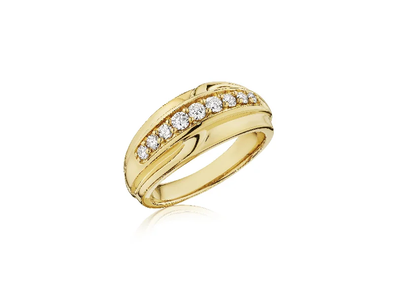 Sabel Collection Yellow Gold Round Diamond Men's Ring