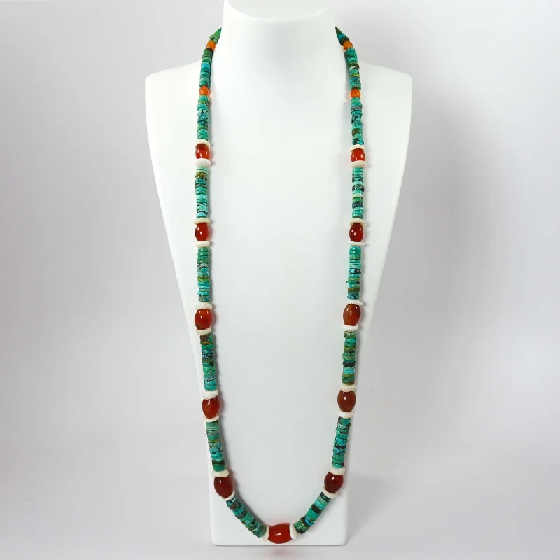 1980s Turquoise and Carnelian Necklace