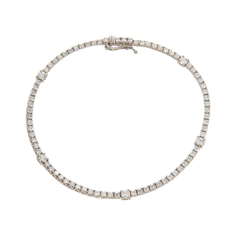 2ctw Diamond Station 14K White Gold Tennis Bracelet