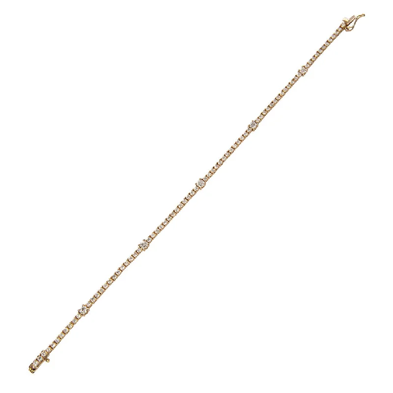 2ctw Diamond Station 14K Yellow Gold Tennis Bracelet