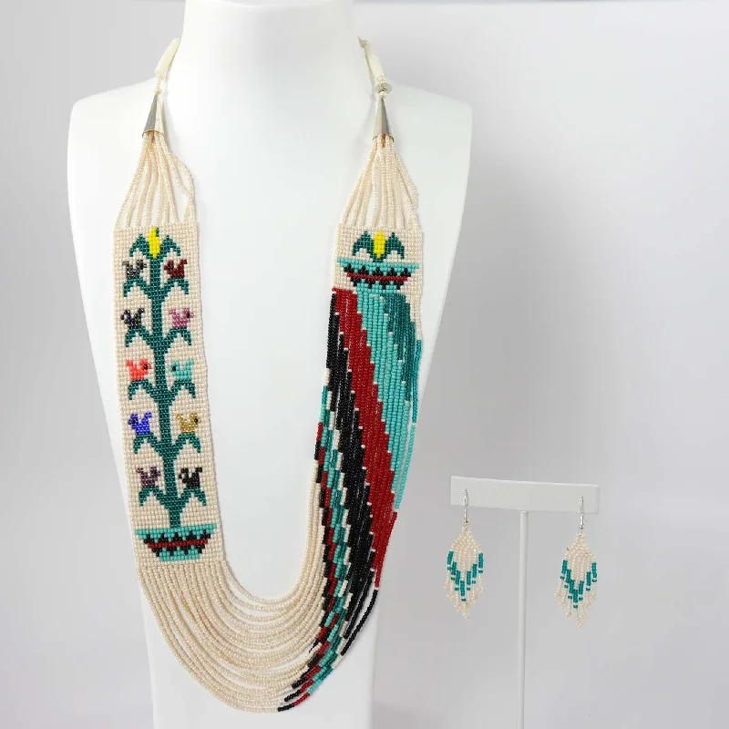 Beaded Necklace and Earring Set