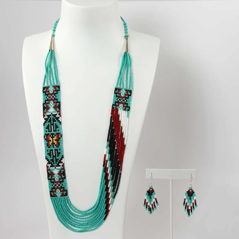 Beaded Necklace and Earring Set