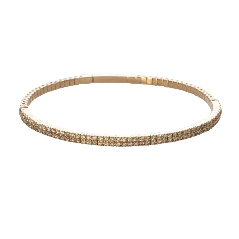 1ctw Diamond Pavé 14K Yellow Gold Flexible Bangle