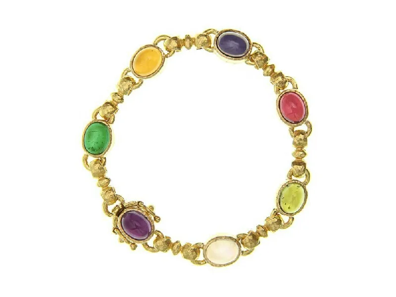 Elizabeth Locke “Tutti Frutti” Oval Cabochon Stone Link Bracelet