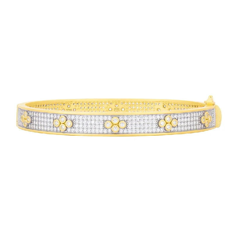 Freida Rothman Signature Clover Hinge Pavé Bangle