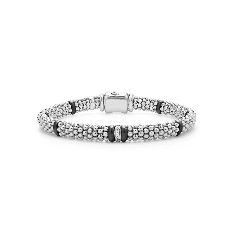 LAGOS Black Caviar Single Station Diamond Caviar Bracelet