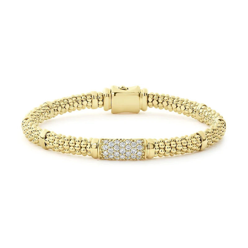 LAGOS Caviar Gold 18K Gold Diamond Bracelet, 6mm