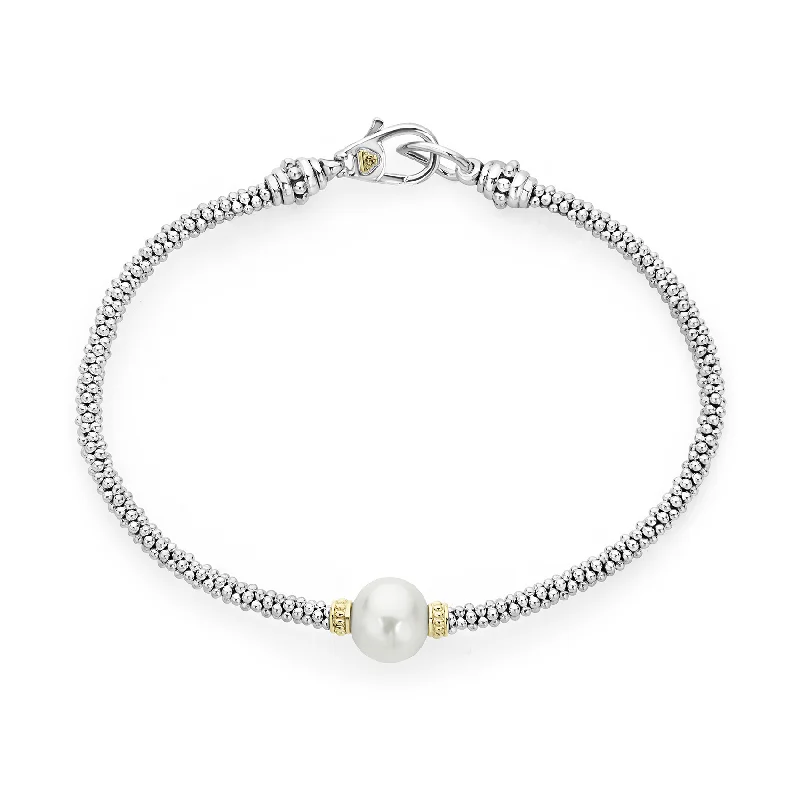 LAGOS Luna Single Pearl Caviar Bracelet, 3mm