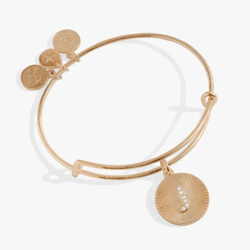 Initial J Pave Starburst Texture Bangle