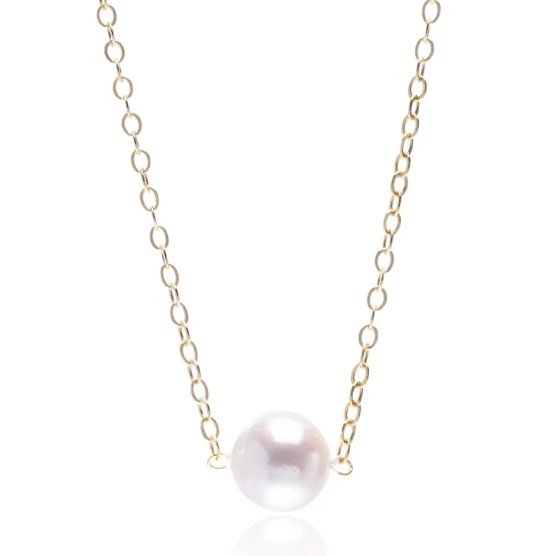 14K Yellow Gold Princess Pearl 6mm Pendant on 16" Chain