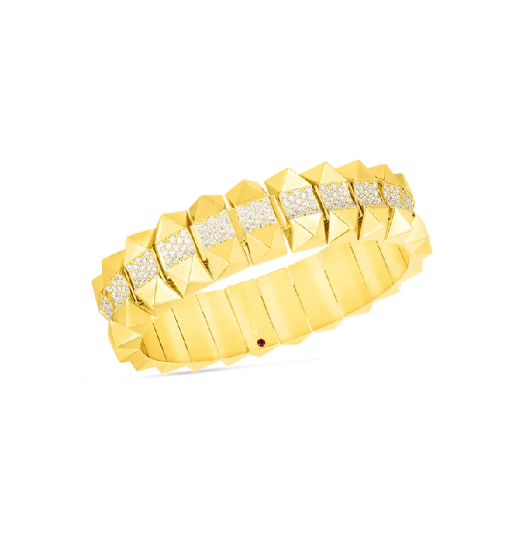 Roberto Coin Obelisco Yellow Gold Diamond Bangle