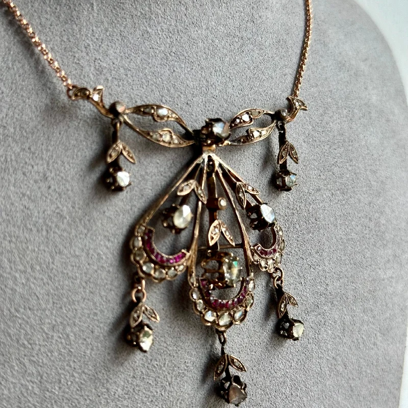 Rose Cut Diamond Edwardian Era Necklace