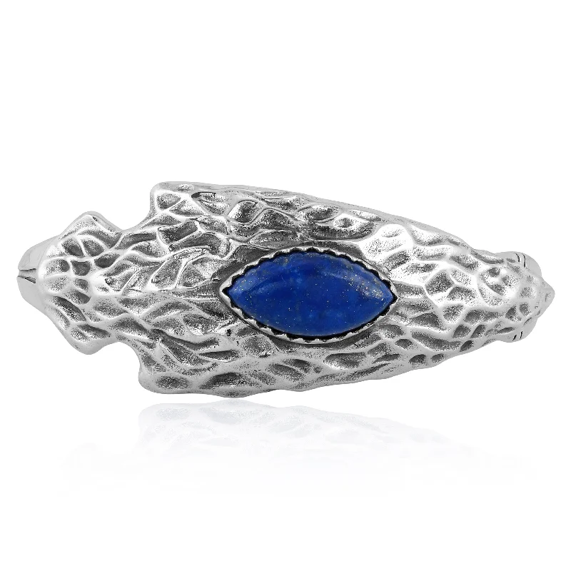 EXCLUSIVELY OURS! Sterling Silver Lapis Fritz Casuse Arrowhead Cuff Bracelet Sizes Small to Large