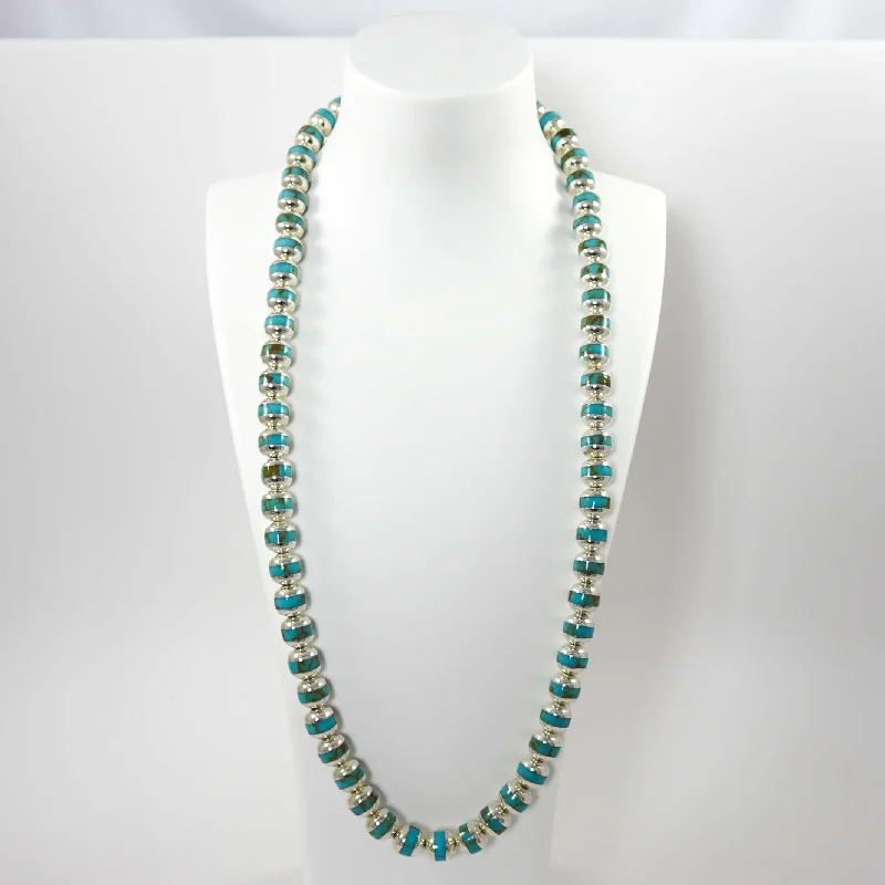 Turquoise Inlay Bead Necklace