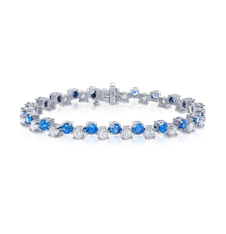 Sabel Collection White Gold Sapphire and Diamond Zig-Zag Bracelet