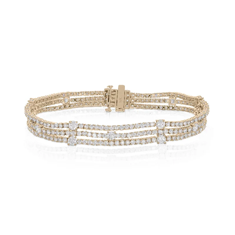 Sabel Collection Yellow Gold 3 Row Tennis Bracelet